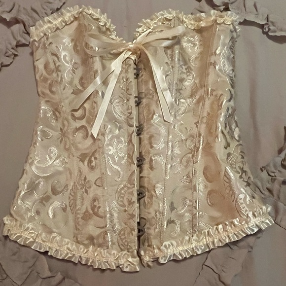 Source Unknown/Women’s NWOT Gold and Cream Lace-Up Corset Size S - Picture 3 of 8
